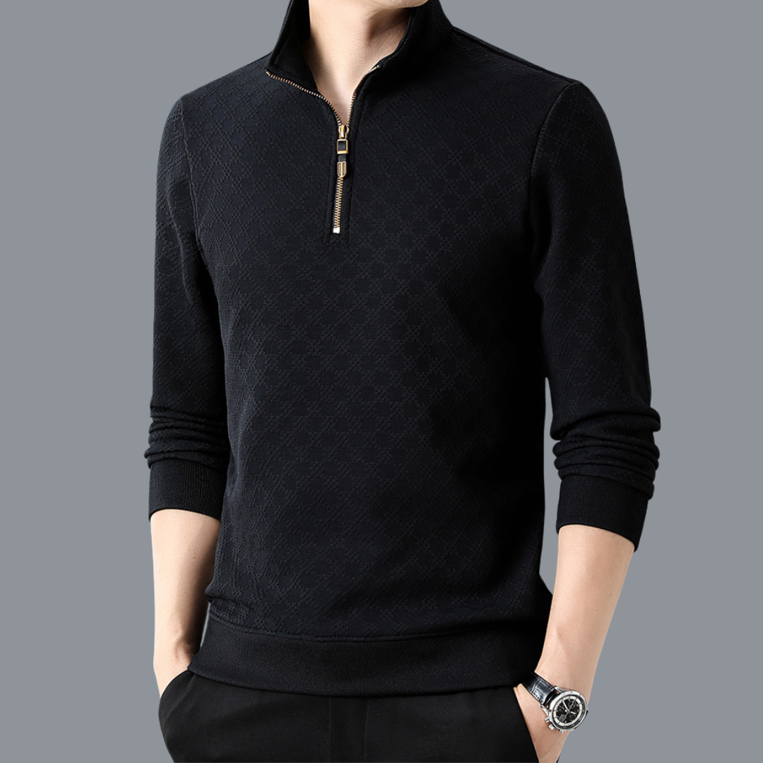 Monaco Chequered Cotton Blend 1/4 Zip