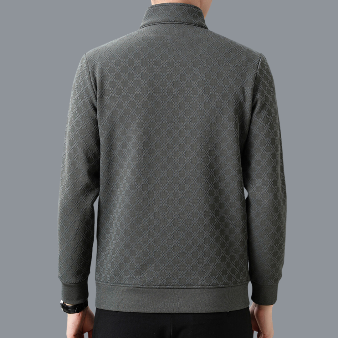 Monaco Chequered Cotton Blend 1/4 Zip