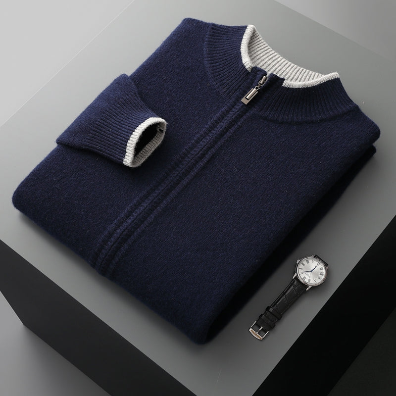 Baisses Pure Cashmere Wool Zip-Up Sweater