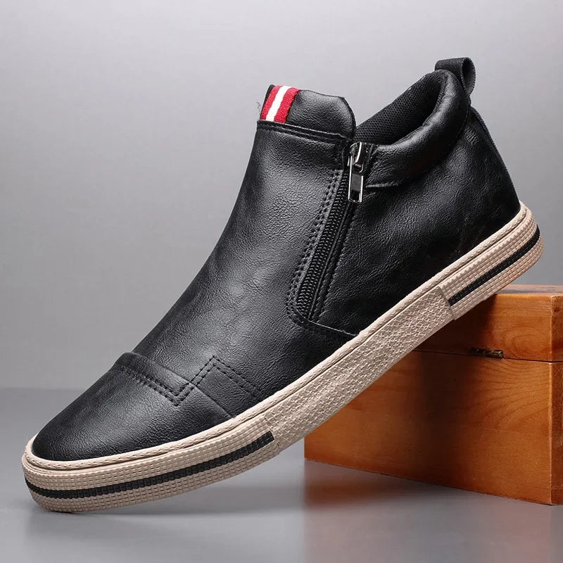 Massoins Leather Mid Top Canvas Shoe