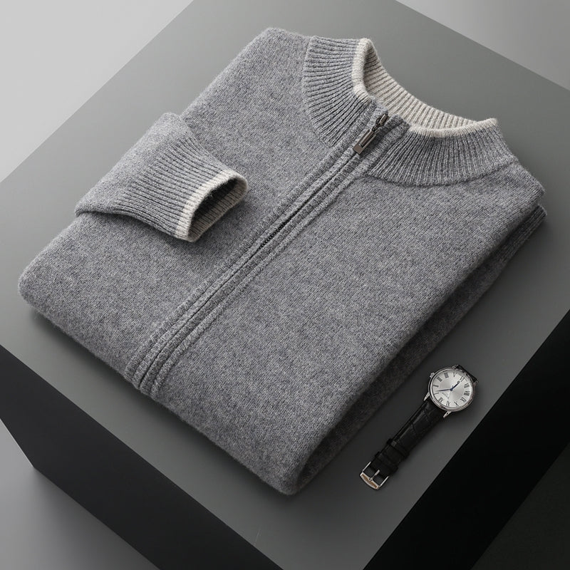 Baisses Pure Cashmere Wool Zip-Up Sweater