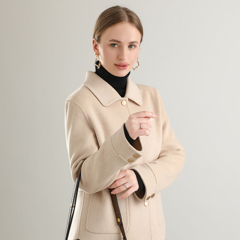 Lamanda Wool Button Lapel Coat