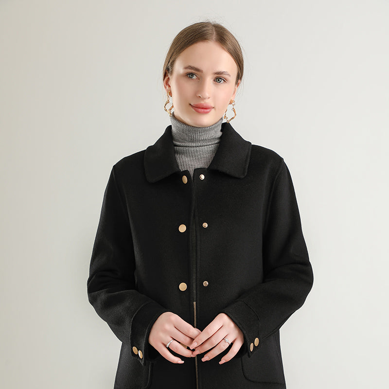 Lamanda Wool Button Lapel Coat