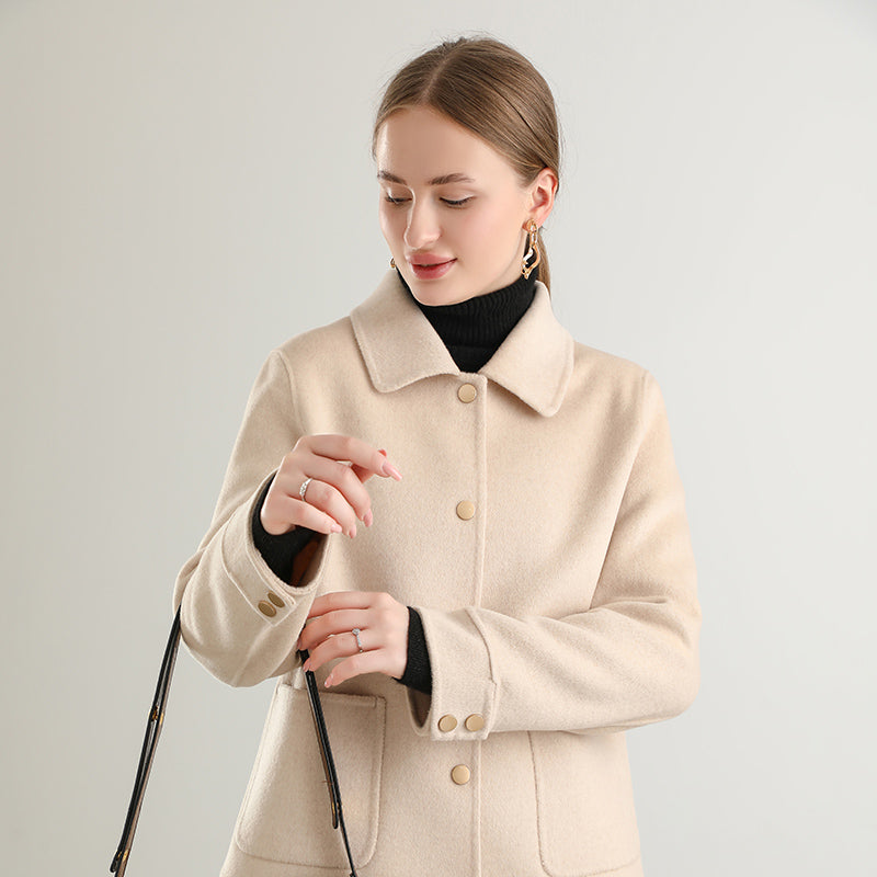 Lamanda Wool Button Lapel Coat