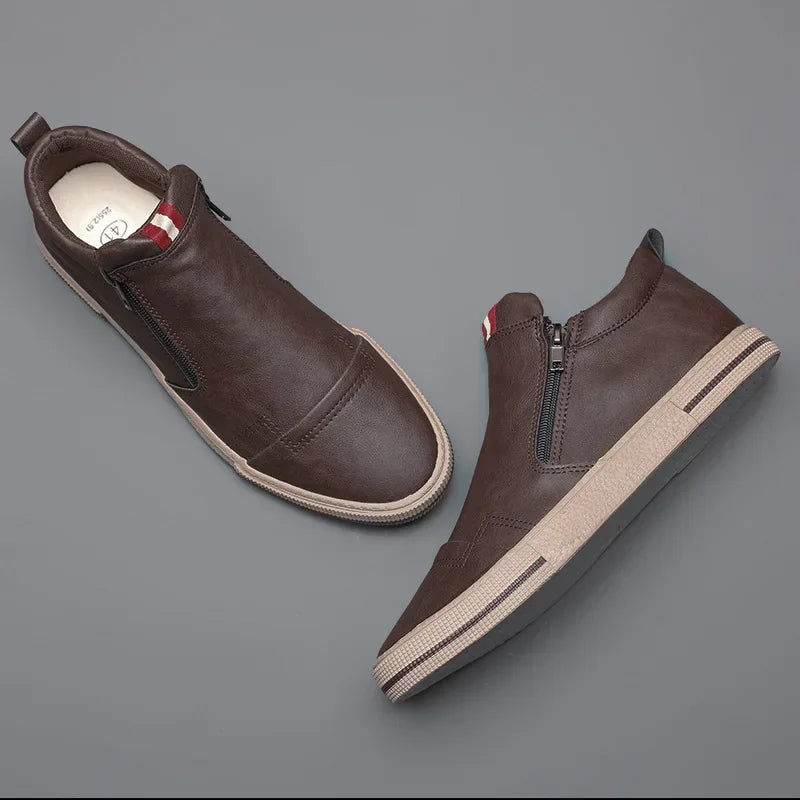 Massoins Leather Mid Top Canvas Shoe