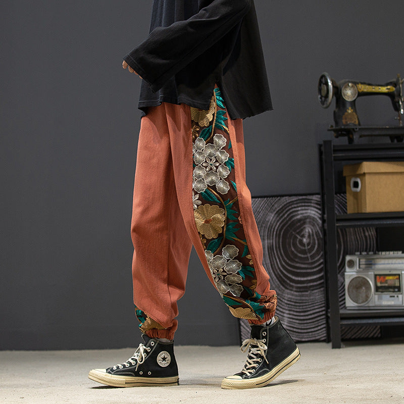 Flori Embroided Cotton Sweat Pants