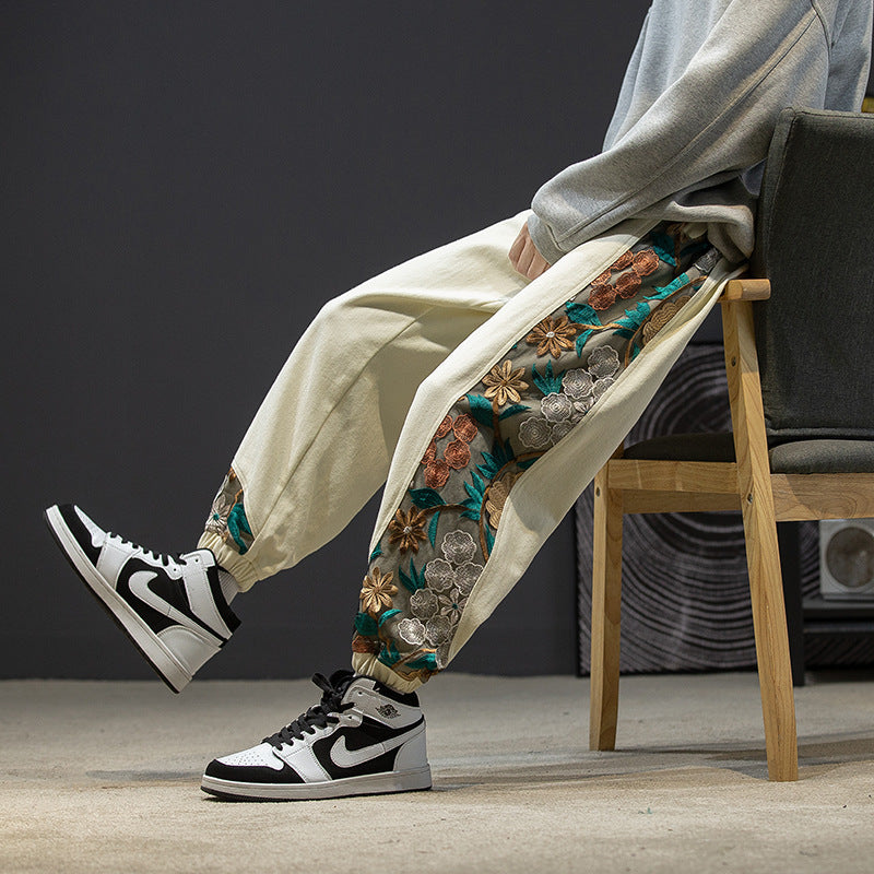 Flori Embroided Cotton Sweat Pants