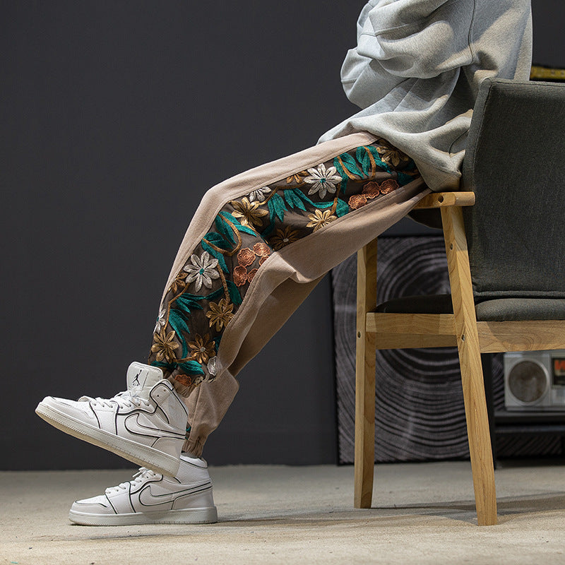 Flori Embroided Cotton Sweat Pants