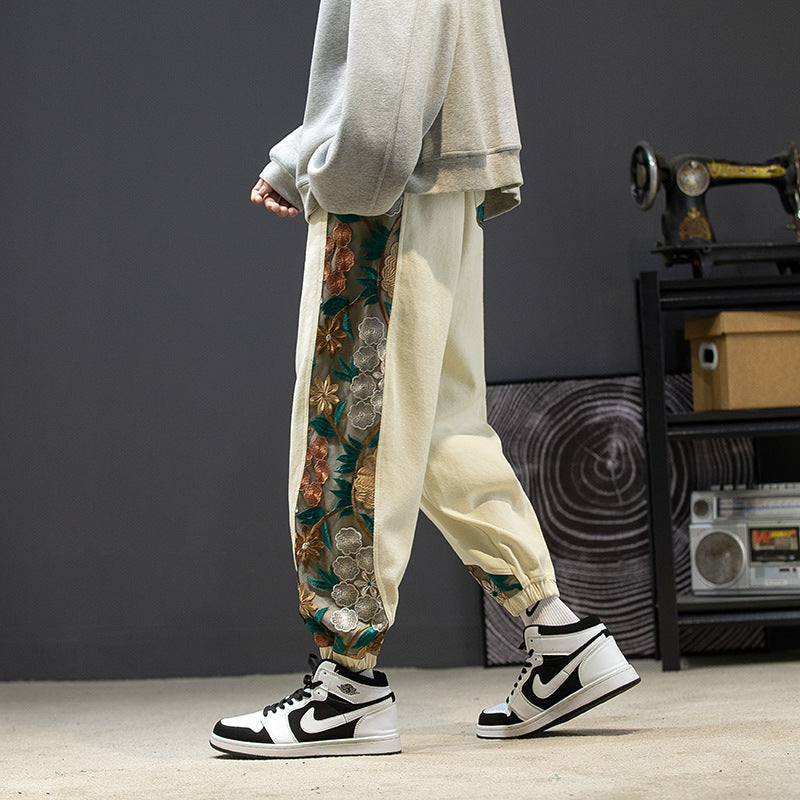 Flori Embroided Cotton Sweat Pants