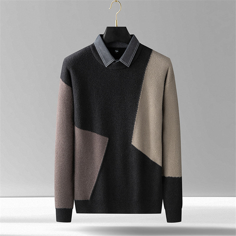 Rohiere Wool Blend Block Patch Sweater