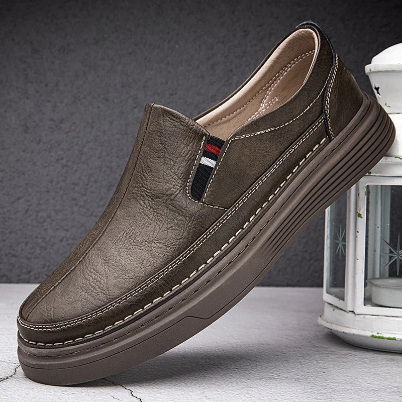 Pibonson Leather Slip On Loafers