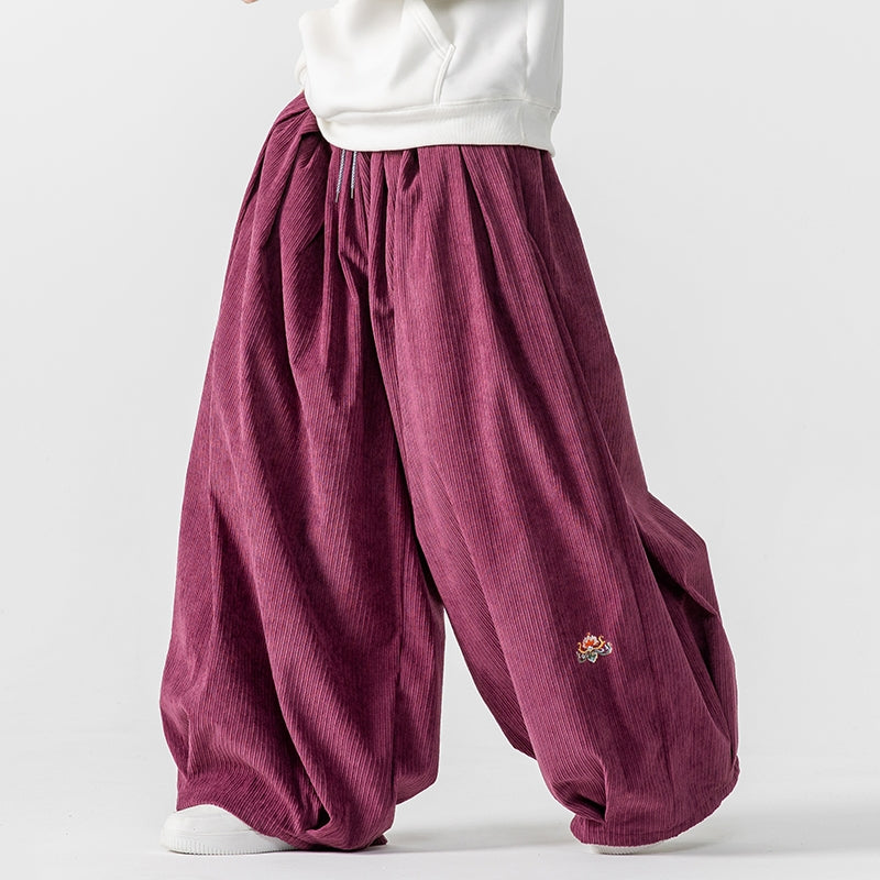 Laribes Wide Leg Corduroy Cotton Sweatpants