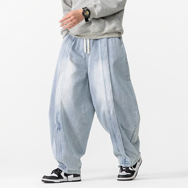 Bletonnieres Wide Leg Denim Style Cotton Sweatpants