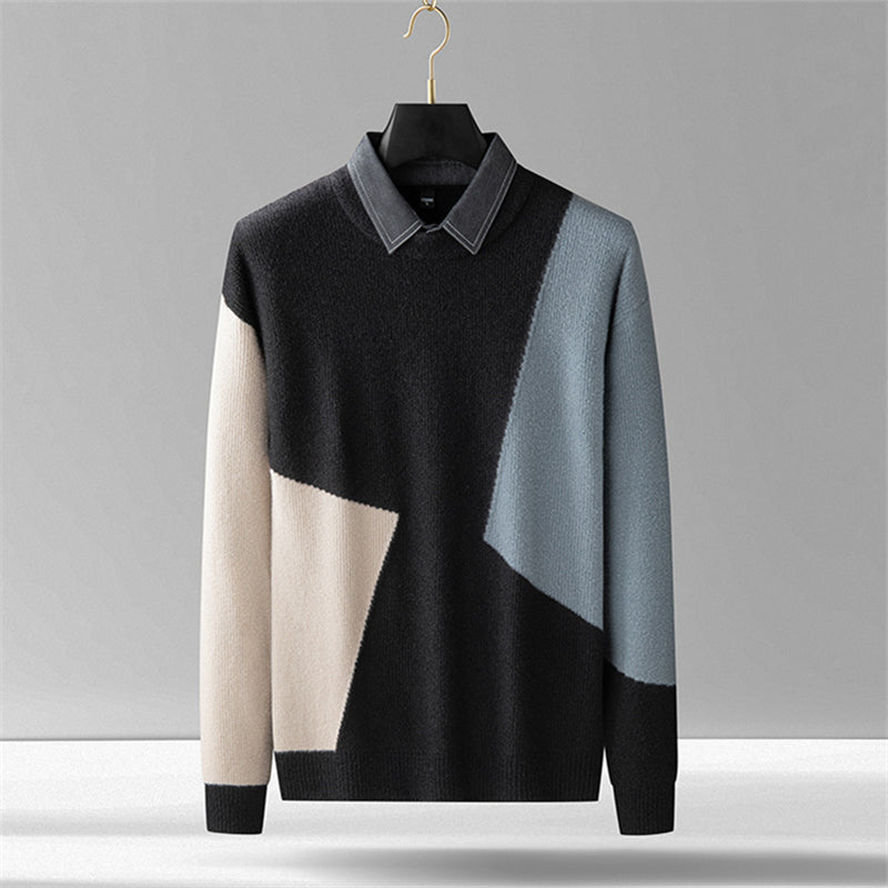 Rohiere Wool Blend Block Patch Sweater