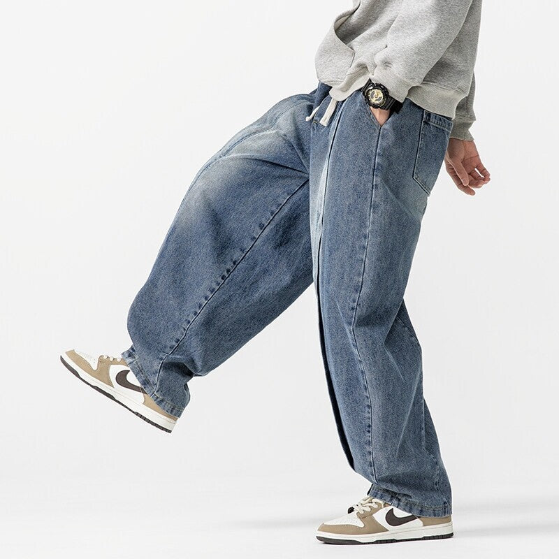 Bletonnieres Wide Leg Denim Style Cotton Sweatpants