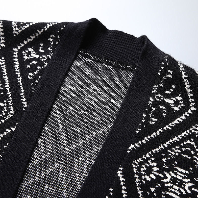 Bourgemo Wool Blend Geometric Diamond Cardigan