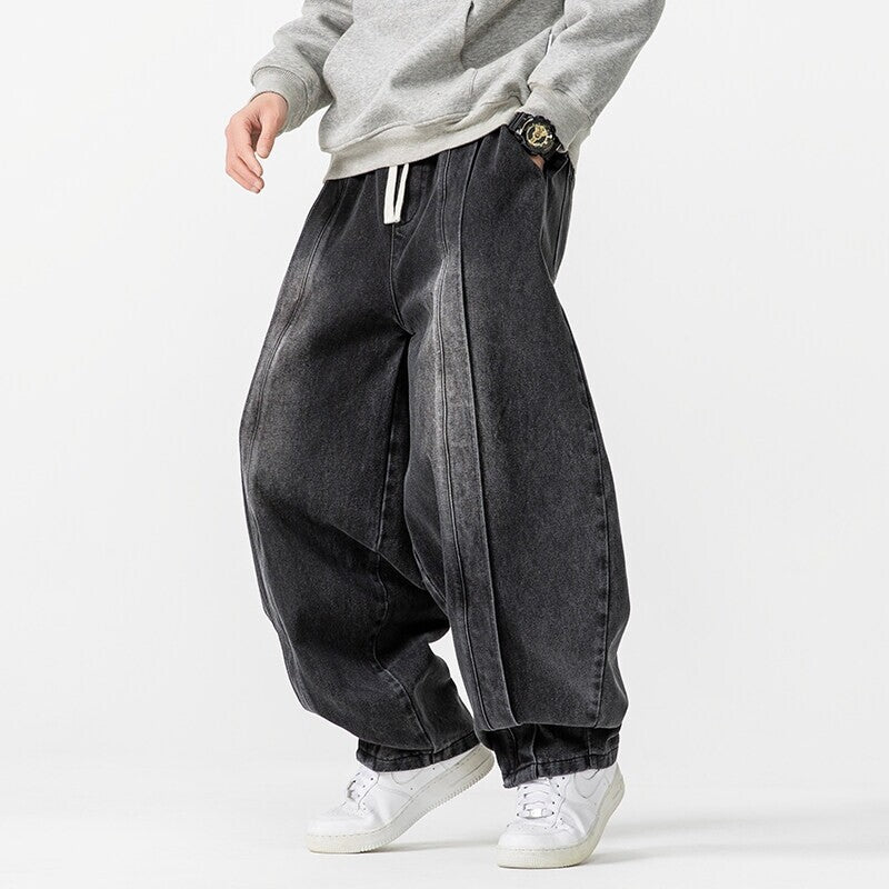 Bletonnieres Wide Leg Denim Style Cotton Sweatpants