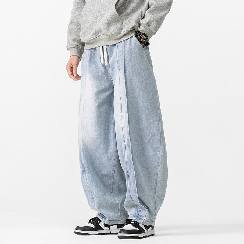 Bletonnieres Wide Leg Denim Style Cotton Sweatpants