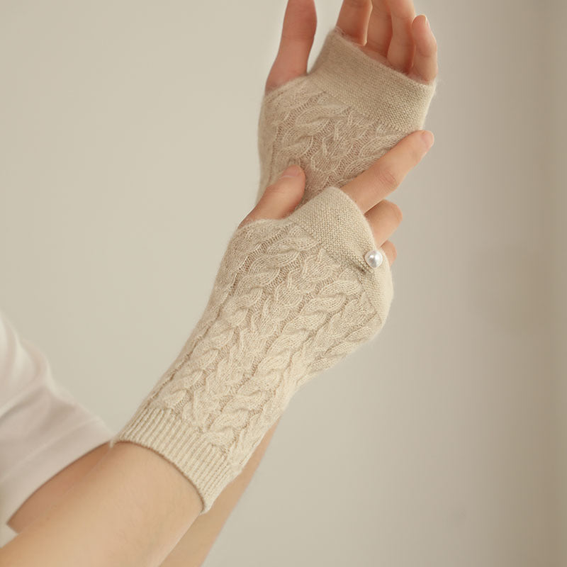 Vallieres Cashmere Wool Fingerless Gloves