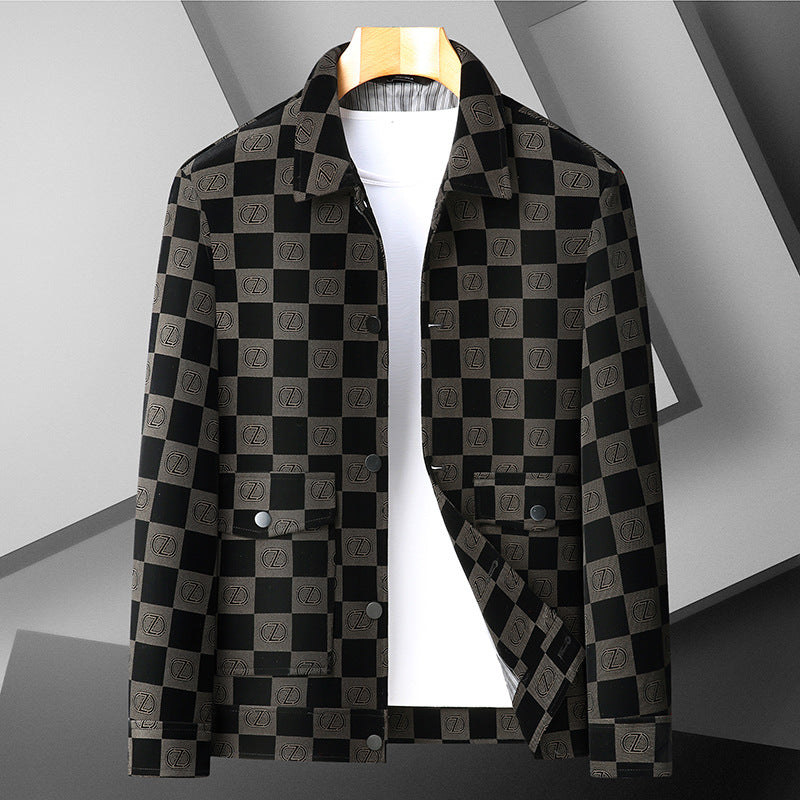 Zarpre Checkered Cotton Lapel Jacket