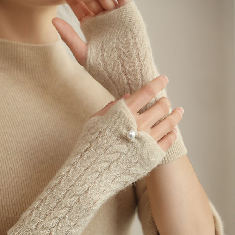 Vallieres Cashmere Wool Fingerless Gloves