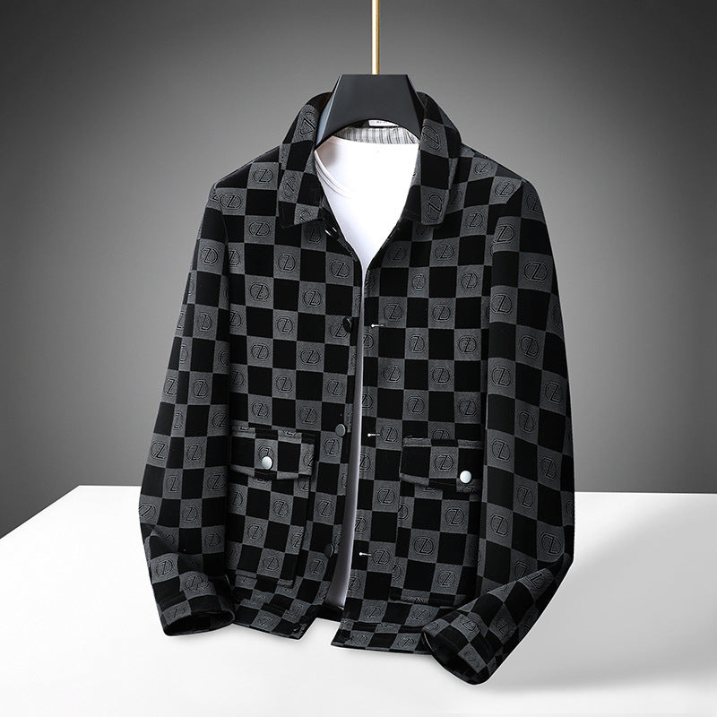 Zarpre Checkered Cotton Lapel Jacket