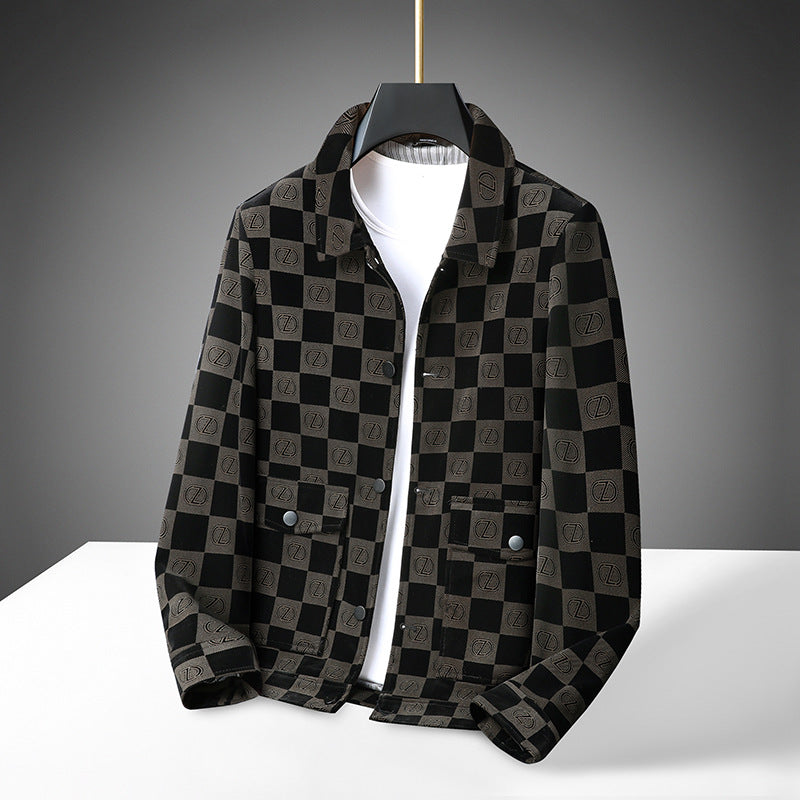 Zarpre Checkered Cotton Lapel Jacket