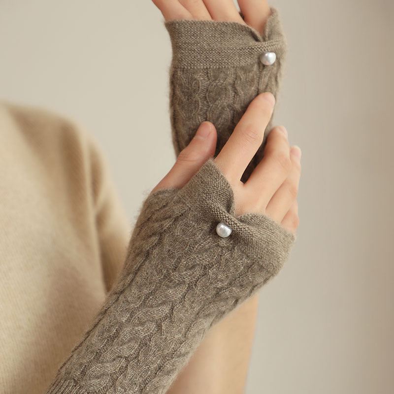 Vallieres Cashmere Wool Fingerless Gloves