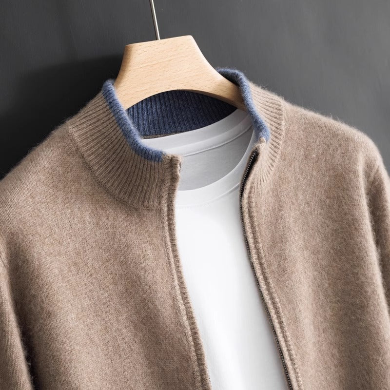 Baisses Pure Cashmere Wool Zip-Up Sweater