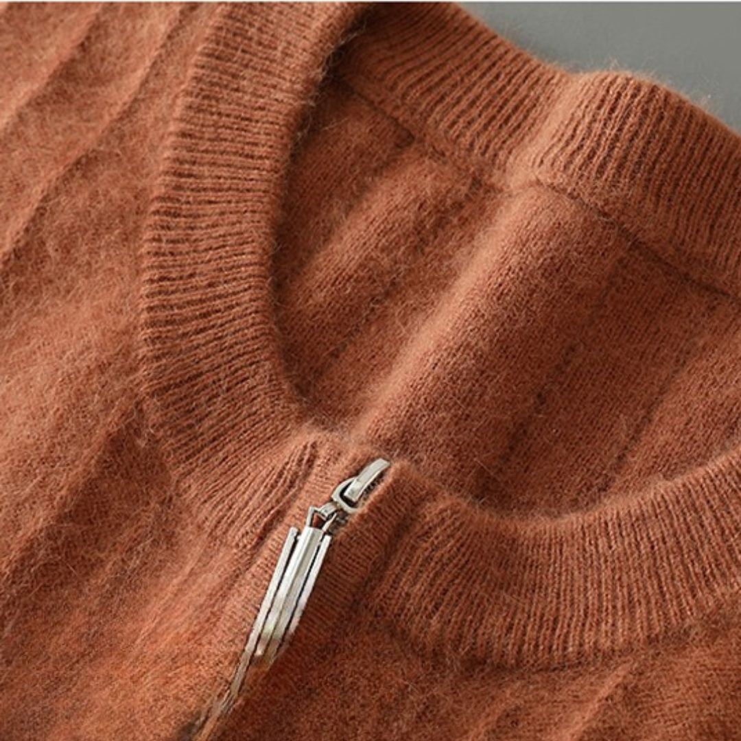 Mouliere Cashmere Wool Blend Quarter-Zip Sweater