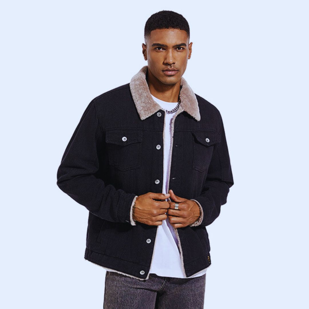 Rivetea Pure Cotton Fur Lined Denim Jacket