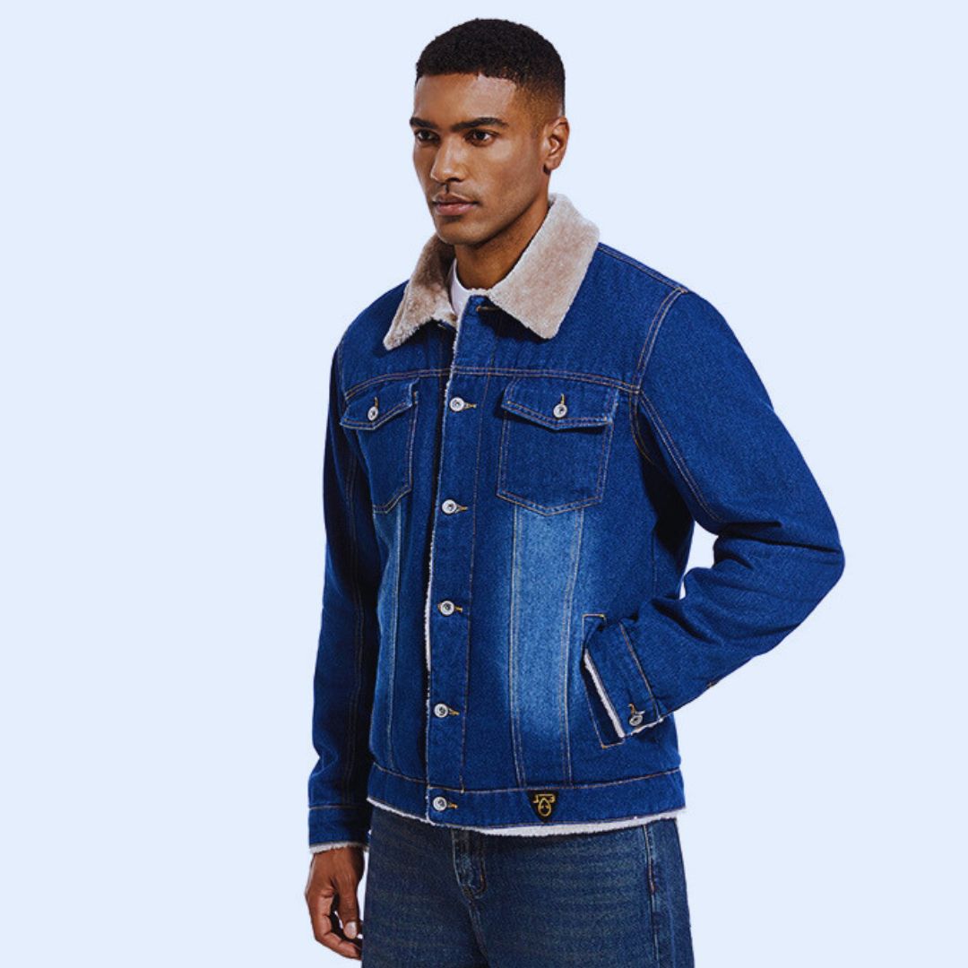 Rivetea Pure Cotton Fur Lined Denim Jacket