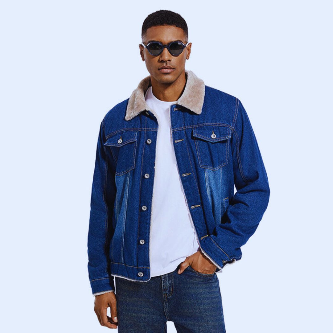 Rivetea Pure Cotton Fur Lined Denim Jacket