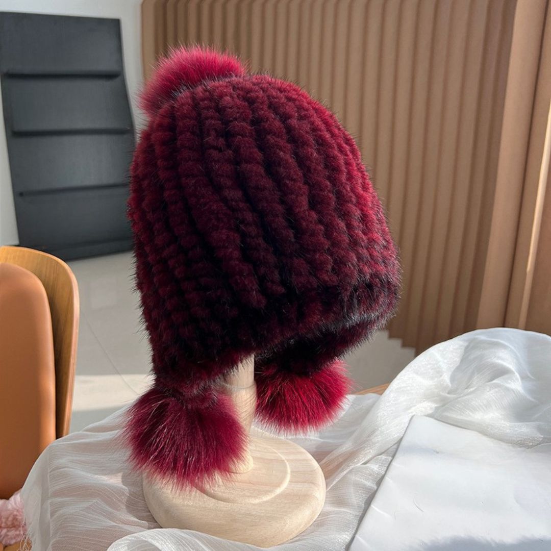 Flambee Mink Fur Beanie Hat