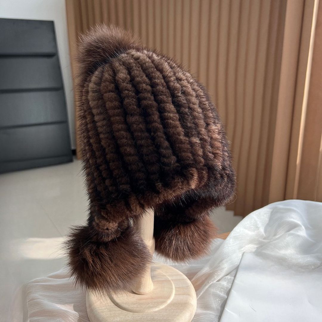 Flambee Mink Fur Beanie Hat