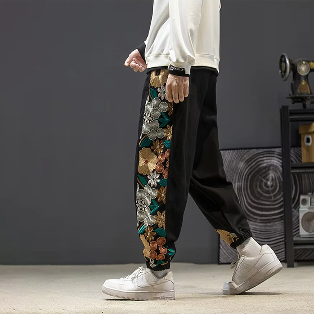 Flori Embroided Cotton Sweat Pants